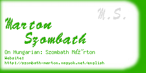 marton szombath business card